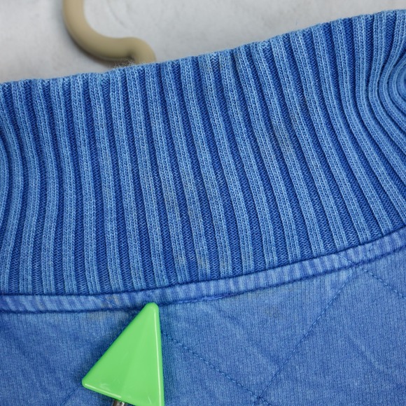 Free People ONE Quilted Quarter Zip Oversized Cropped Blue Pullover Top XL - Picture 5 of 7